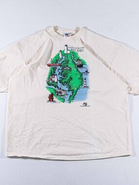 Lighthouses of The Big Bays T-Shirt XXL Vintage 90s Beach Coastal Aesthetic